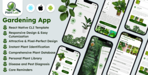 PlantLab – Easy Gardening App – React Native Mobile App Template – Android/iOS UI Kit